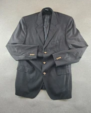 Dolce Gabbana Mens Striped Wool Blazer Jacket Black Large 54R - Made In Italy