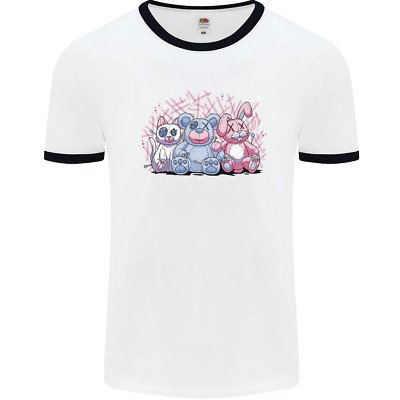 Zombie Katze Hase Bär Halloween Gothic Herren Ringer T-Shirt