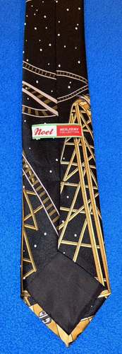 Amusement Park Rollercoaster Tie Santa Claus Rudolph Reindeer Christmas Necktie - Picture 3 of 10
