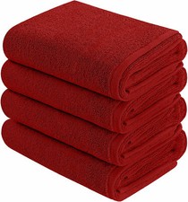 Burgundy Pack of 4 Large Bath Towels 100 Cotton 27"x55" Highly Absorbent Soft