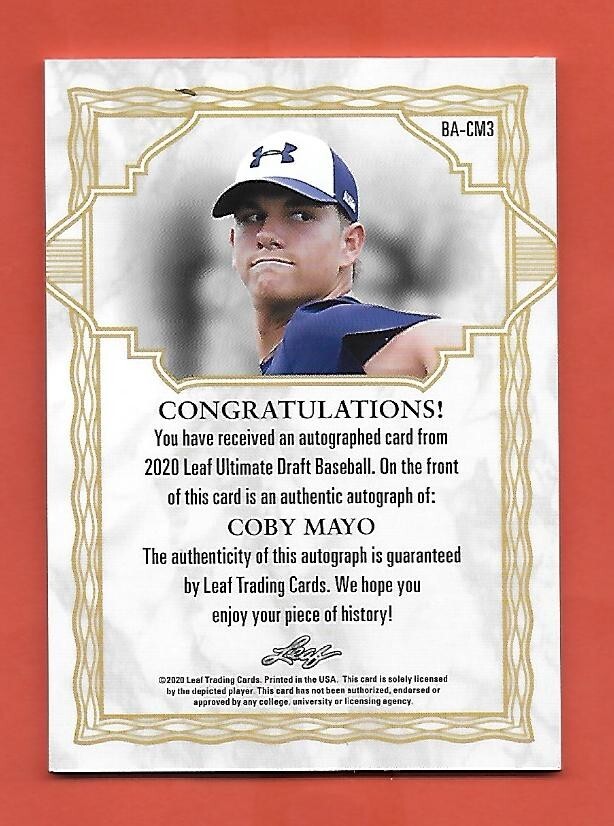2020 LEAF Ultimate Draft Silver Coby Mayo Autograph #11/15 | eBay