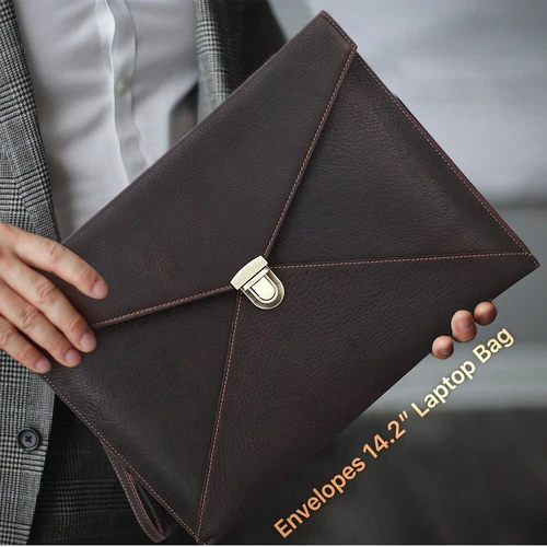 Envelopes Laptop Bag Leather Cover For Macbook Pro 13.3" 14.2" With Phone Pocket