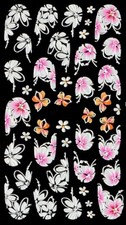 5D Fullcover Nagelsticker orange, rosa, wei&szlig;, Blumen (K044), selbstklebend