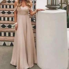$388 Reformation Gown Poppy Dress Cold Shoulder Long Maxi Cream Crepe Size 0 NWT