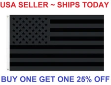 3x5FT All Black American Flag US Black Flag Tactical No Quarter Blackout USA