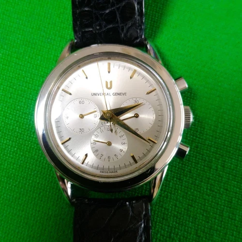 cronografo universale geneve compax carica manuale orologio vintage card mzmr