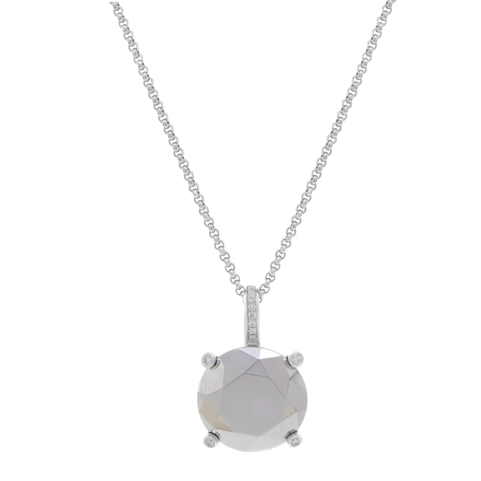 Chopard — Chopard Golden Diamonds Chrome Stone Pendant Necklace in 18K White Gold 0.22Cttw