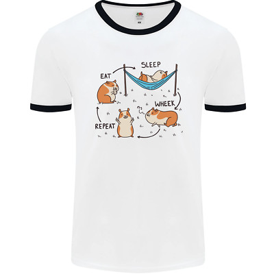 Hamster Eat Sleep Wheek Repeat Lustig Herren Ringer Maglietta