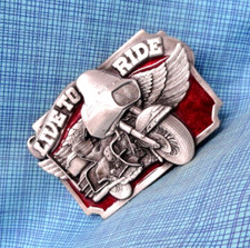 Live To Ride Wings Belt Buckle Motorcycle Touring Sport Vtg 80s Siskiyou .QRT929