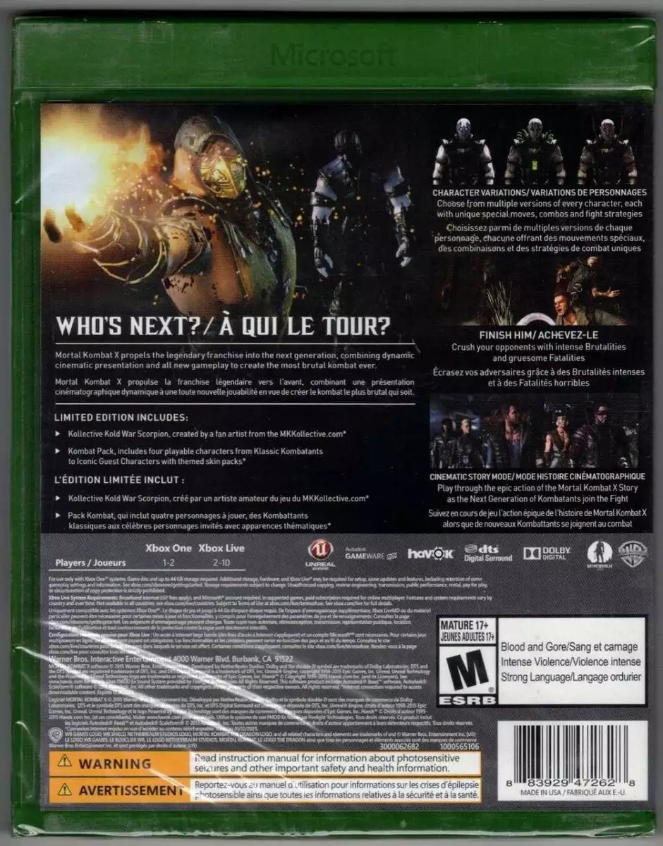  Mortal Kombat X - Xbox One : Whv Games: Video Games