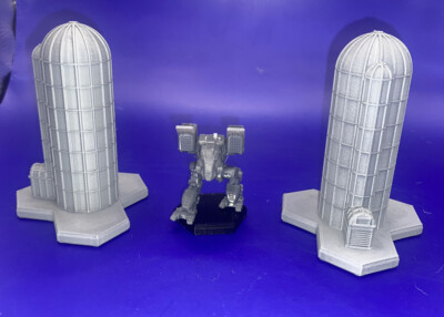 Farm Silos w/ Hex Base x2, Tabletop Terrain Battletech (6mm)