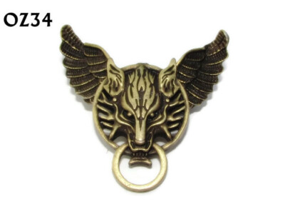 Steampunk brooch badge owl wings bronze wolf flying final fantasy #OZ34