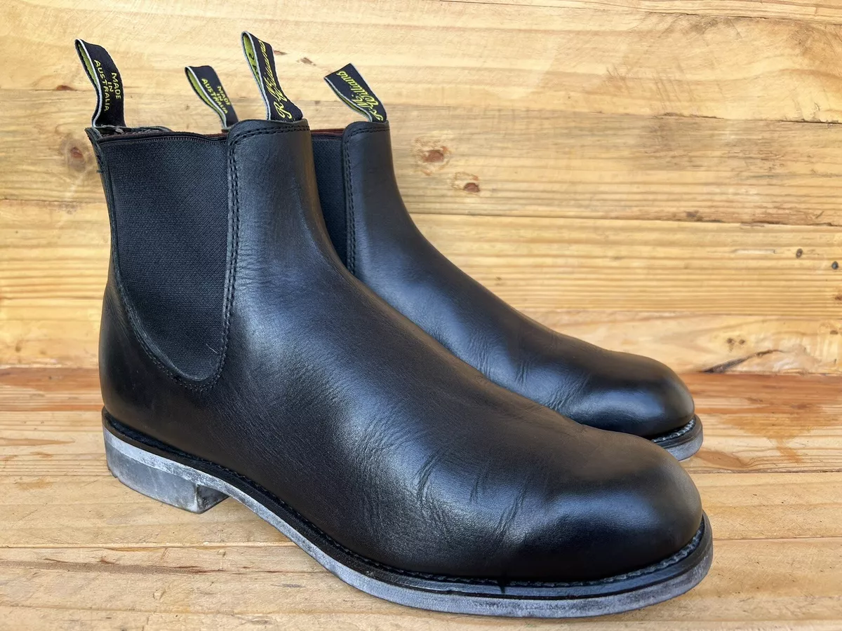 RM Williams Gardener Black Leather Chelsea Boots Mens Size AUS/UK