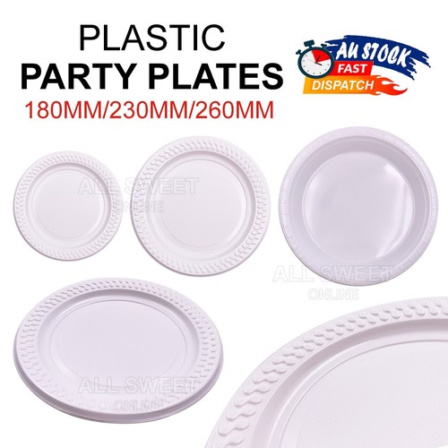 Party White Plastic Plate Dinner Picnic Round Bowls Catering 180/230