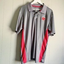 WISCONSIN BADGERS PROEDGE UW Logo Polo Shirt XL Performance Top