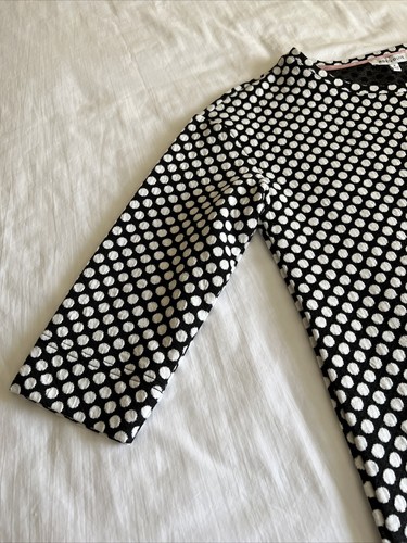 Rose + Olive Top Women's M Black White Polka Dot 3/4 Sleeve Pop Over Top EC - Picture 4 of 10