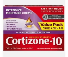 CORTIZONE-10 Intensive Moisture Cream, 2 pk./2 oz. TOTAL 4 OZ. EXP. 03/2026