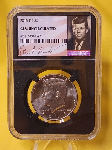 2015 P KENNEDY NGC GEM UNCIRCULATED 50C~ BLACK SIGNATURE LABEL