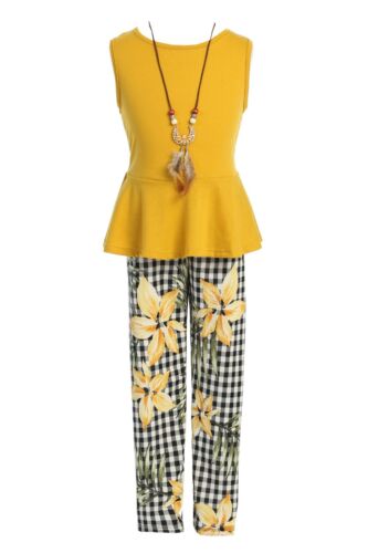 Senf Jacke Shirt Tank Legging Mädchen 4 Teile Kleidung Hose Set Schwarz Winter - Bild 3 von 5