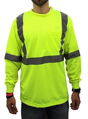 Class 2 Max-dry Moisture Mesh Long Sleeve Safety T-shirt, Lime Small to 4-XL