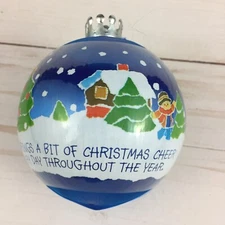 1983 Blue Satin Ball Ornament A Son Brings A Bit of Christmas Cheer NO BOX VTG