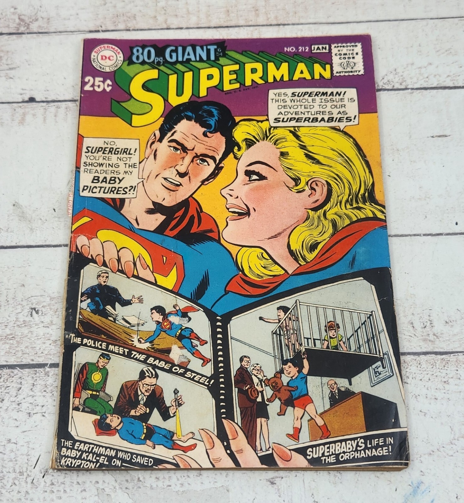 Superman No. 212 DC 1968 Comics 80 PG. Giant The Man Who Saved Kal-El's ...