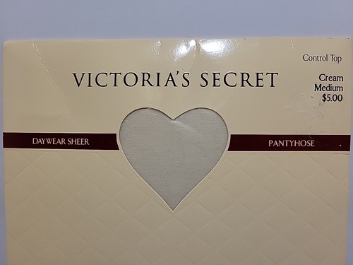 VTG Victoria's Secret Cream Daywear Sheer Control Top Pantyhose Medium NOS - Picture 2 of 7