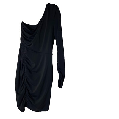 alora mini dress black Cinq a Sept Size 4 One Shoulder Ruched Dress Bodycon NWT Featuring a black slinky