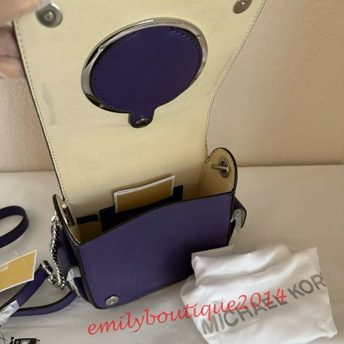 NWT Michael Kors Scout Collection Molded Camera Crossbody Bag Iris Leather - Picture 8 of 10