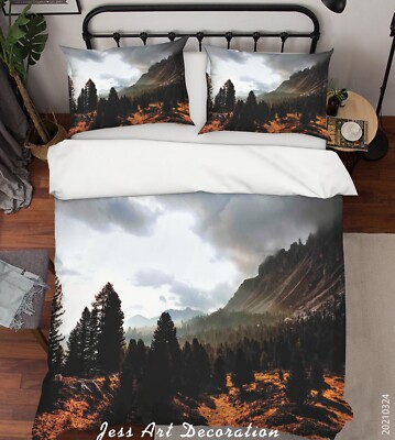 3D Sky Clouds Mountains Forest Quilt Cover Set Bedding Sets Pillowcases 64