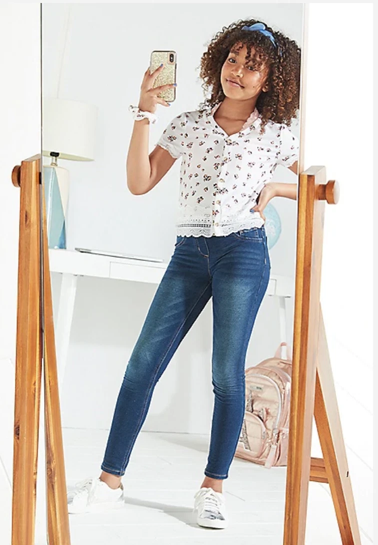 JUSTICE Girls Blue Black Charcoal Gray JEANS DENIM Slim Pants CREWCUTS Old Navy