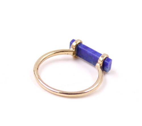 Lapis Lazuli Gold Plated Silver Ring Size 6 US Solid 925 Sterling Silver Jewelry - Picture 3 of 5