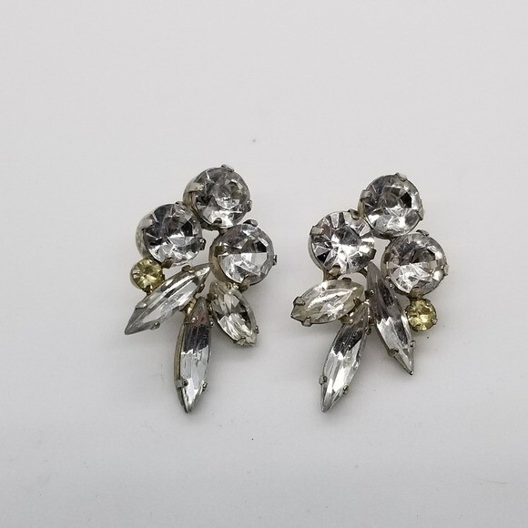rhinestone multi-crystal post earrings - image 2
