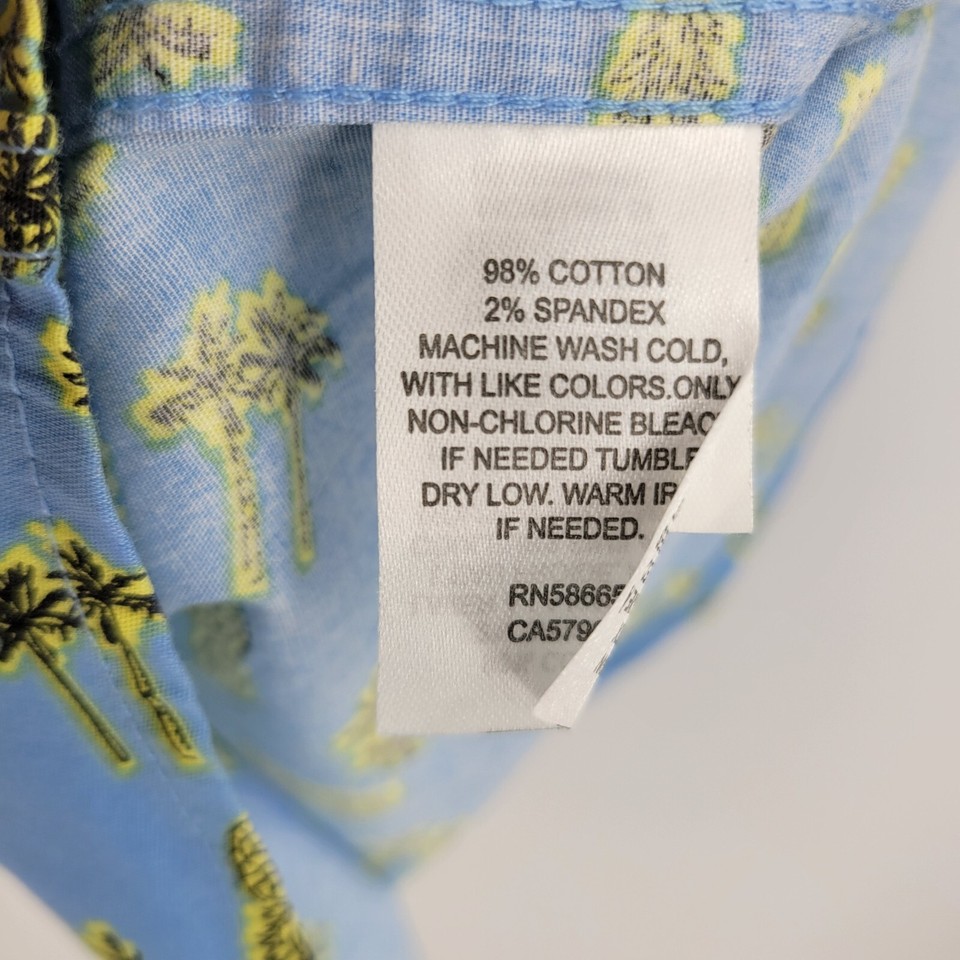 Public Opinion Shirt Mens Large Blue Yellow Pineapple Hawaiian Short