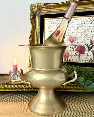 Brass Champagne Bucket Vintage Solid Brass Ice Bucket Gold Handled
