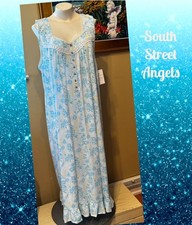 EILEEN WEST E70062 AQUA YELLOW SLEEVELESS JERSEY COTTON BALLET NIGHTGOWN LARGE