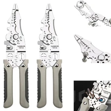 2 PK Multifunctional Wire Stripper Crimper Cable Cutter Pliers Multipurpose Tool