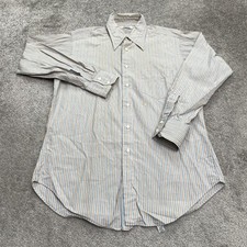 Oleg Cassini For Boonshaft Vintage Dress Shirt Mens 16 33 Brown Blue Striped USA