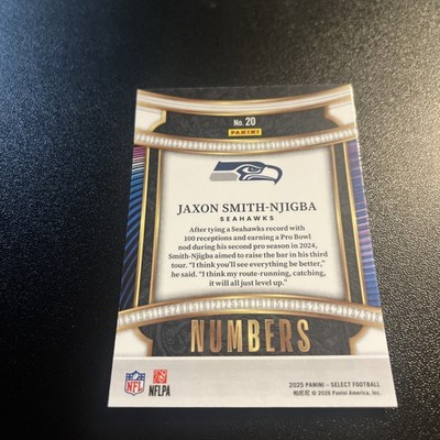 パリーパリー　斑入り　US株　希少株 2025 Panini Select NUMBERS Jaxon Smith-Njigba #20 Seattle Seahawks