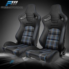 Adjust Universal Racing Seat Black Pucarbon Leather Blue Plaid2 Dual Slider Adjust Universal Racing Seat Black Pucarbon Leather Blue Plaid2 Dual Slider