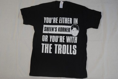 CHARLIE SHEEN SHEEN'S KORNER T-SHIRT NEU OFFIZIELLER SCHAUSPIELER SPASS FILM FILM SELTEN
