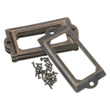 12PCS Name Card Frame: Antique Office Library File Drawer Cabinet Card Tag