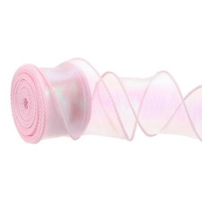1-1/2"x10Yd Iridescent Organza Ribbon Sheer Wired Chiffon Ribbons Pink