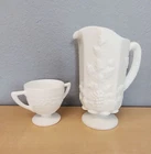 Vintage Westmoreland Milk Glass Grape Pattern Pitcher and Cup