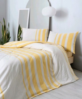 Striped Duvet Cover Set Cotton Blend, Soft and Naturally Dyed 4pcs Bedding Set
