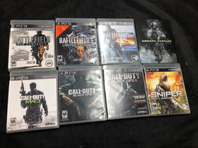 Sony PlayStation 3 PS3 Slim Console 120GB 2001A w 2 Controllers, 8 games Cables