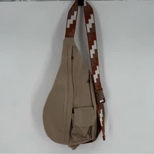 Marley Lilly Sling Pack Crossbody Bag Tan Adjustable Strap Multi Pocket