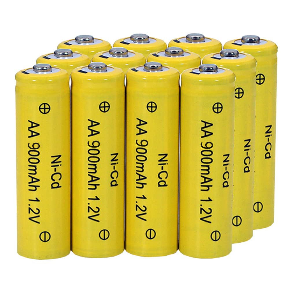 12 Packs 1.2V AA 900mAh Ni-Cd Rechargable Batteries for Solar Lights,Lawn Lan...
