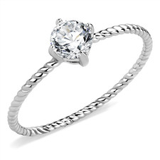1ct Solitär Ring Damen Edelstahl CZ 2mm Band Zirkonia Silber RT1