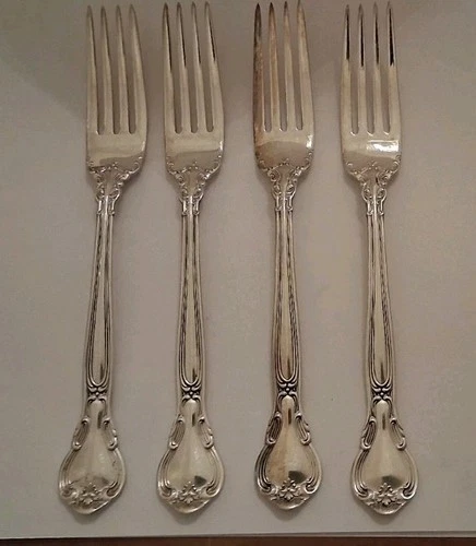 4 Gorham Chantilly Sterling Silver Dinner Forks 7 1/2"